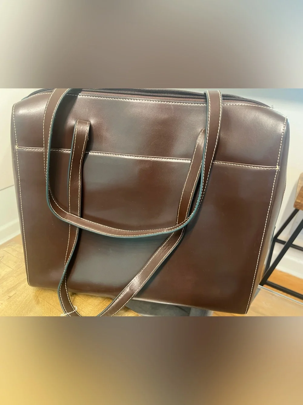 Lodis Women Laptop Tote Bag Brown Leather Organizational Travel